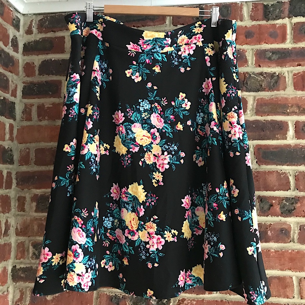 Black Floral Circle Skirt